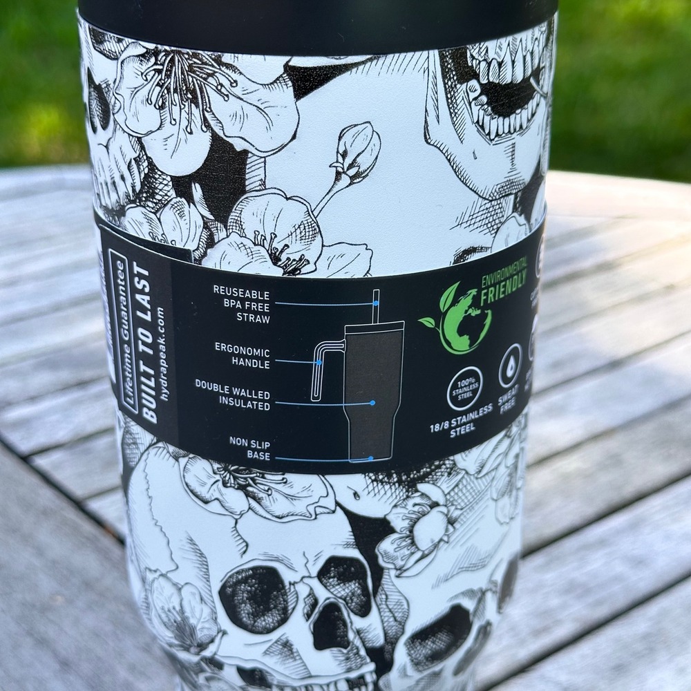 Hydrapeak Voyager 40oz Tumbler Skull Floral Stainless Steel Insulated Travel Mug - Picture 6 of 11